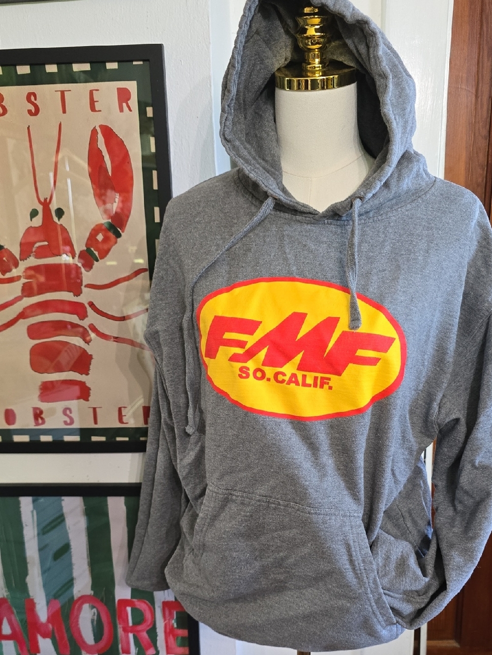 FMF So Cal Gray Hoodie with Yellow & Red Logo Large
